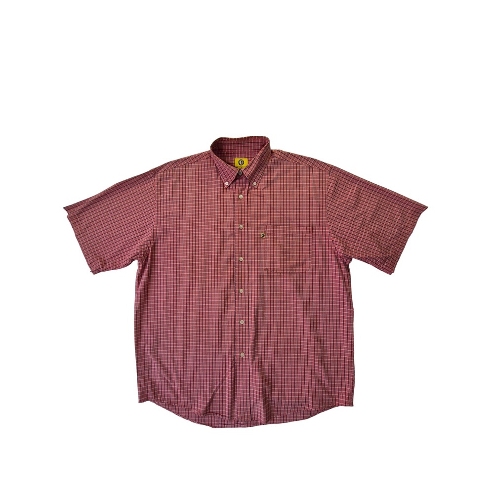 Duck Head Mens Red Plaid Short Sleeve Cotton Button Down Shirt Large